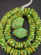 Green African Rondelle Beads Bundle – Krobo Glass + Bicone Focals