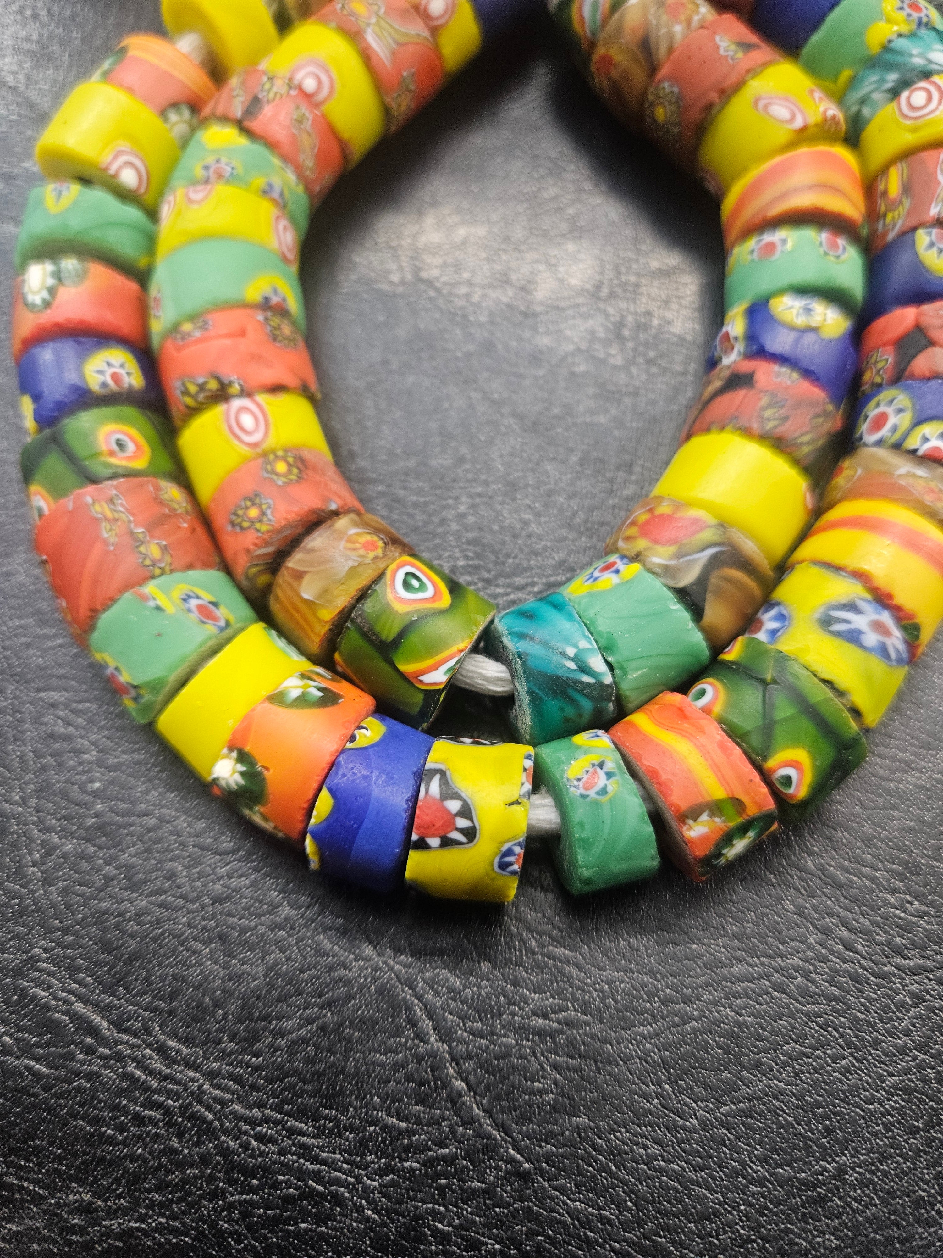 Assorted Millefiori-Style Trade Beads – Multicolor 8–10 × 14–15mm