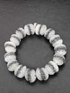 Black & White Krobo Sugar Glass Rondelle Beads | Handcrafted Recycled Glass Beads from Ghana | Approx. 30 Beads Per Strand