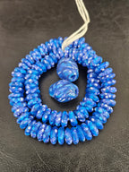 African Glass Bead Bundle – Blue Krobo Rondelles + Bicone Focal Beads