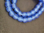 Authentic Cobalt Blue Krobo Recycled Glass Beads | Handmade Translucent Ghana Beads 12–14mm