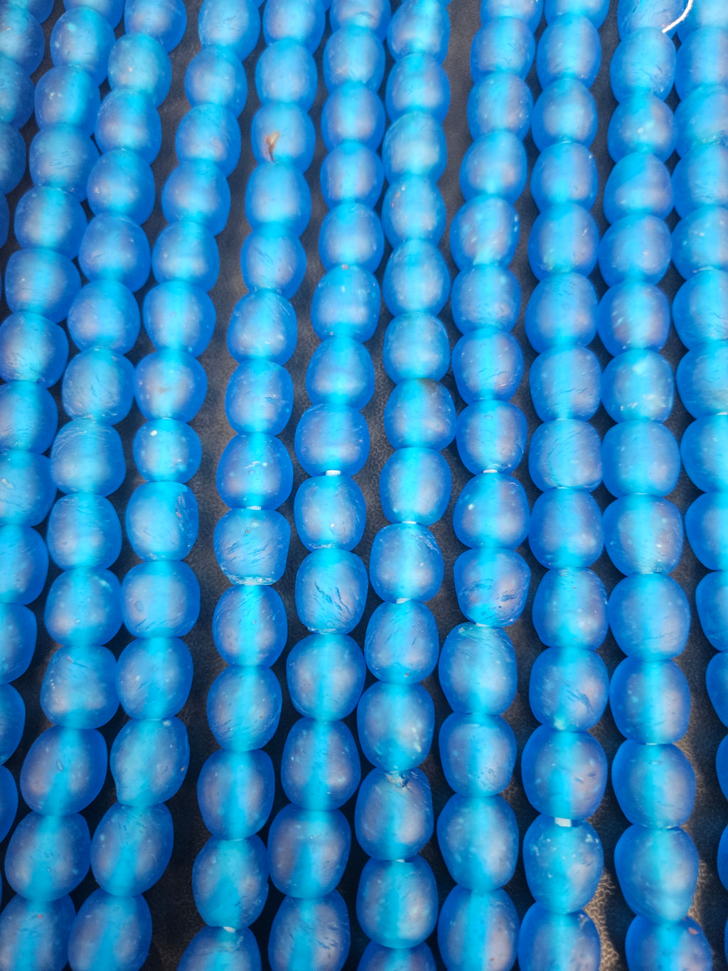 Handmade Blue Krobo Pocket Glass Beads from Ghana for Jewelry Making