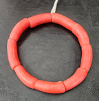 Coral Red Krobo Powdered Glass Tube Beads • Handmade Recycled Glass • Ghana • Large Hole • 10–12 × 24–30 mm