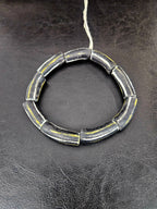 African Glass Beads – Painted Krobo Long Tubes, Black & Gold Beads