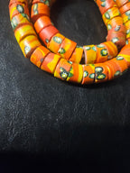 Orange Floral Trade Beads – Multicolor Pattern 8–12 × 14–15mm