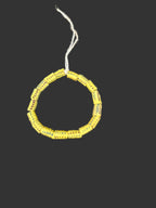 Golden Yellow Painted Krobo Glass Short Tube Beads | African Recycled Glass Beads Handmade in Ghana | Approx. 17 Beads
