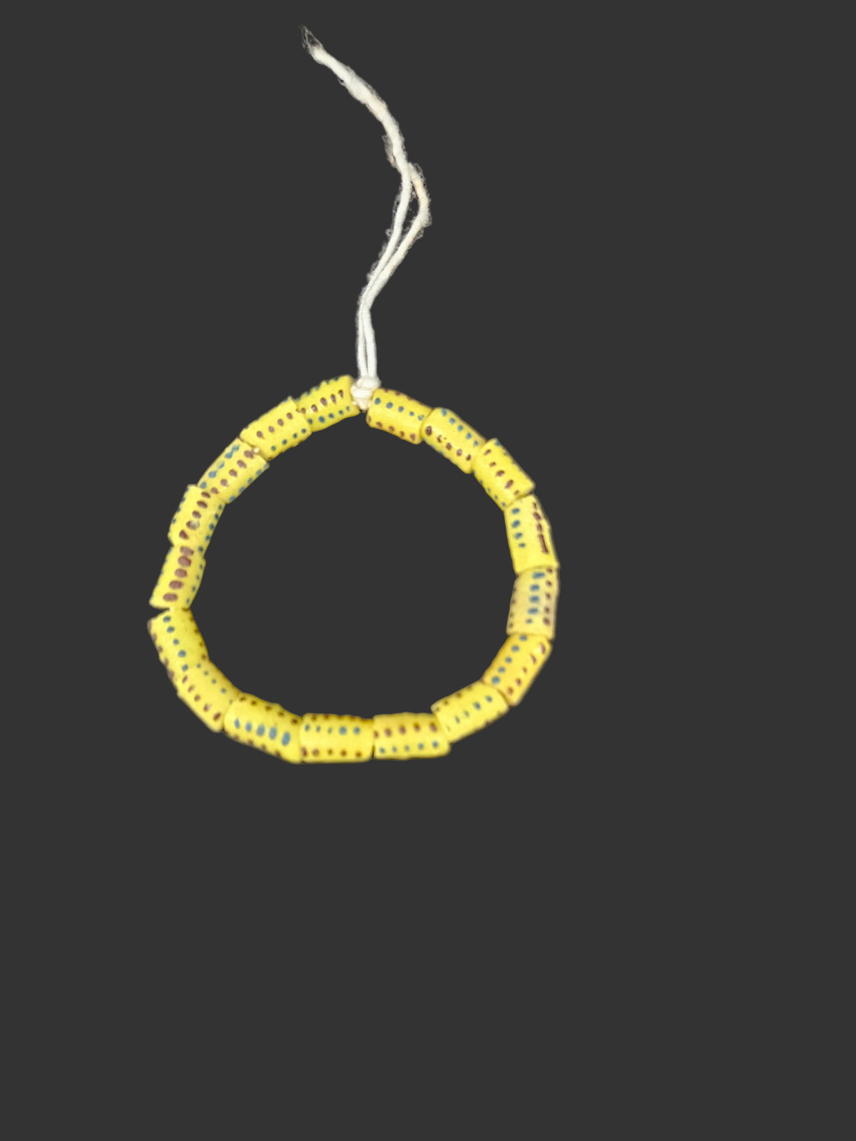 Golden Yellow Painted Krobo Glass Short Tube Beads | African Recycled Glass Beads Handmade in Ghana | Approx. 17 Beads
