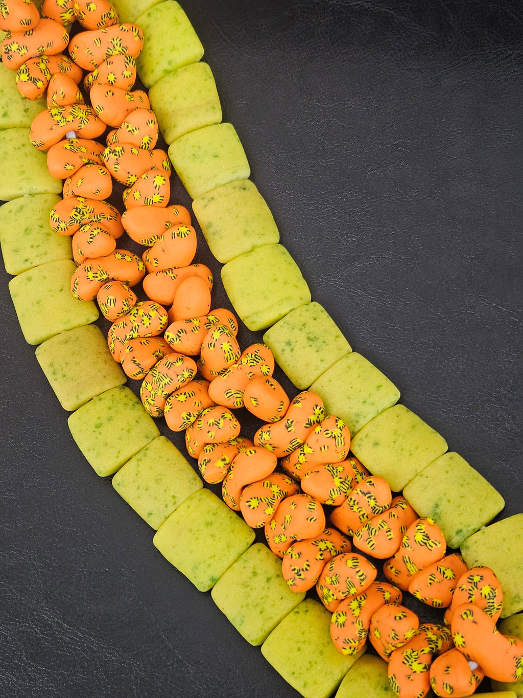 African Krobo Glass Bead Bundles | Canoe & Pillow Square Beads