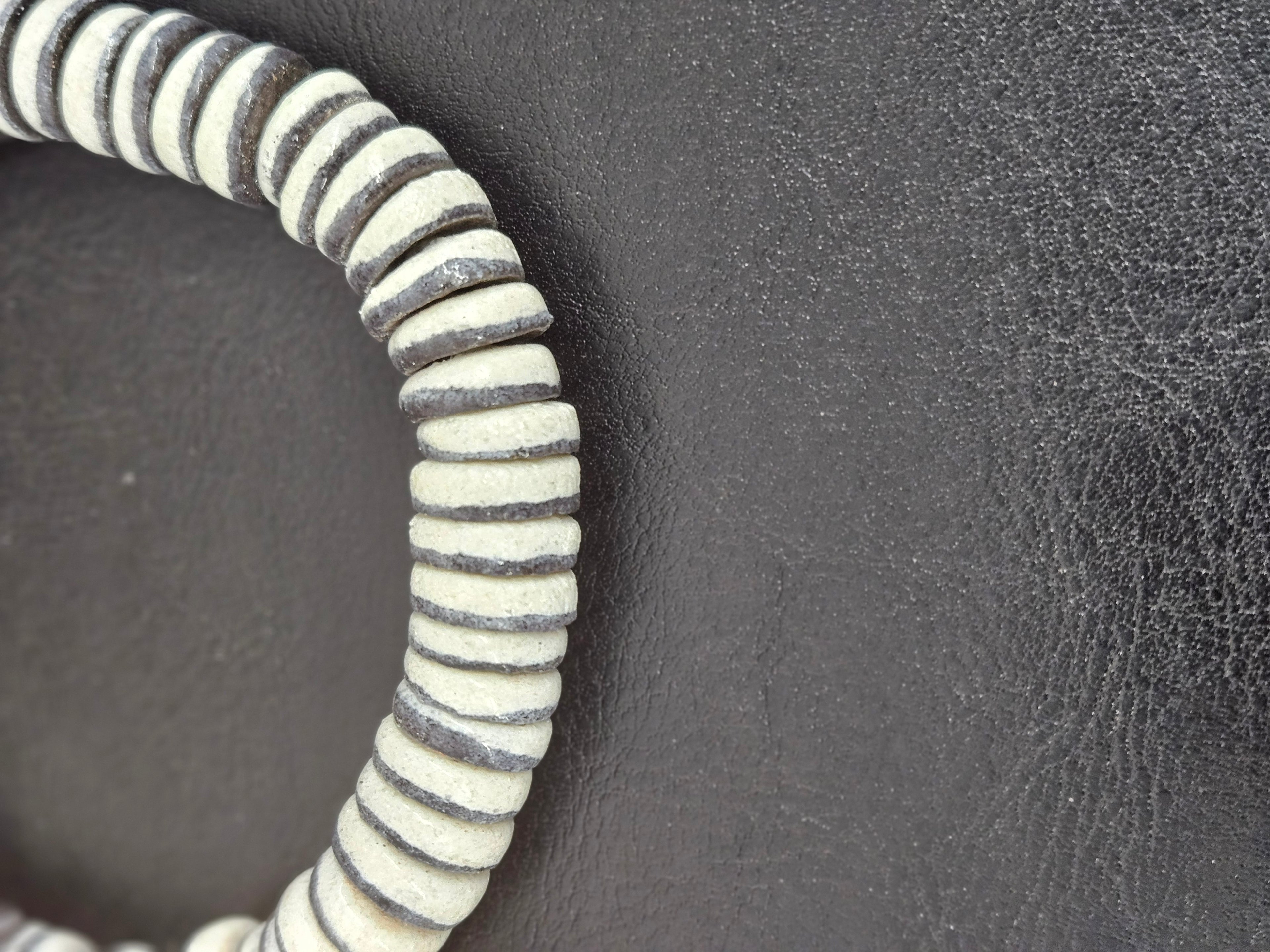 Handcrafted Krobo Glass Beads | Chalk White and Black Spacer