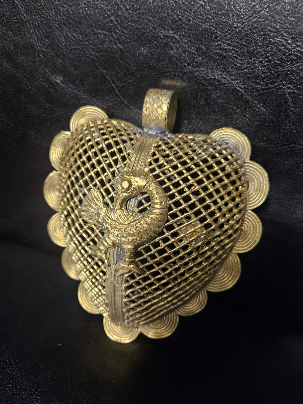 Sankofa Bird Ghana Brass Pendant – Oversized Adinkra Statement Focal