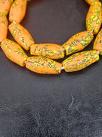 XL Orange Fusion Krobo Recycled Glass Beads | Handmade African Statement Beads from Ghana