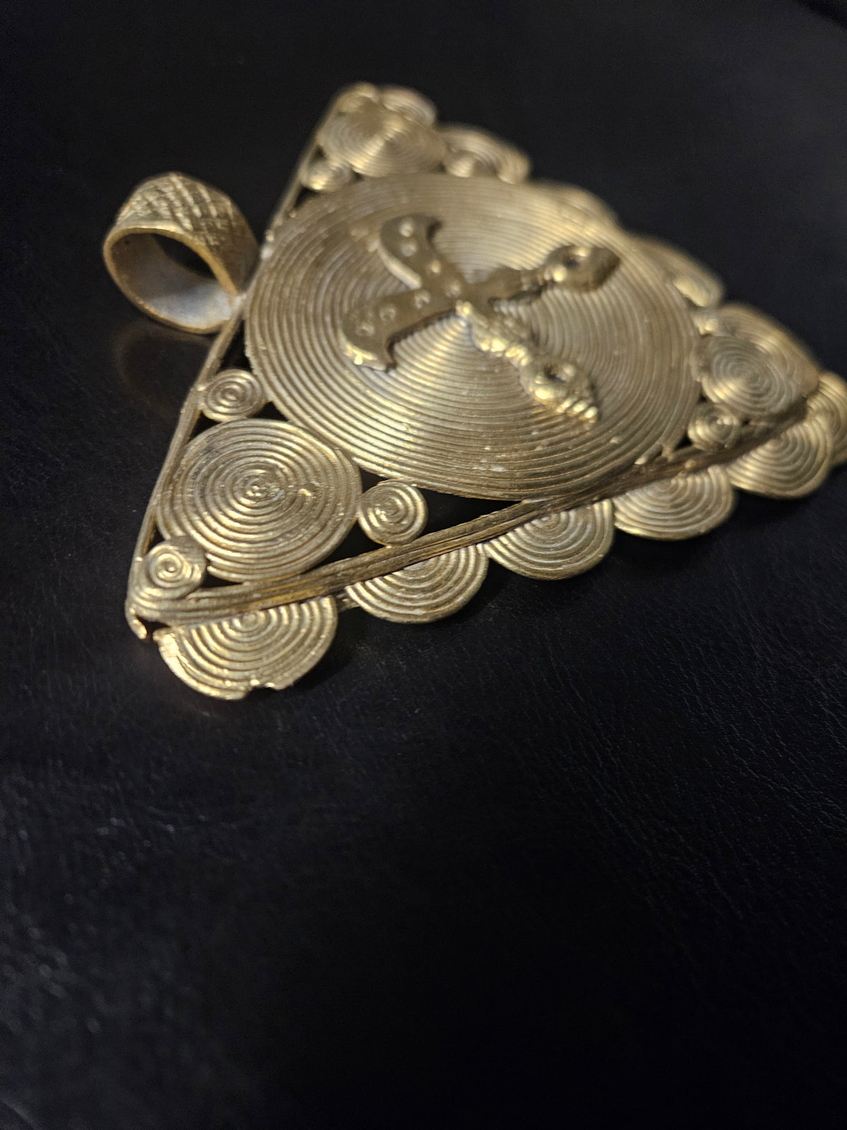 Akofena Adinkra Symbol African Brass Pendant – Handmade in Ghana