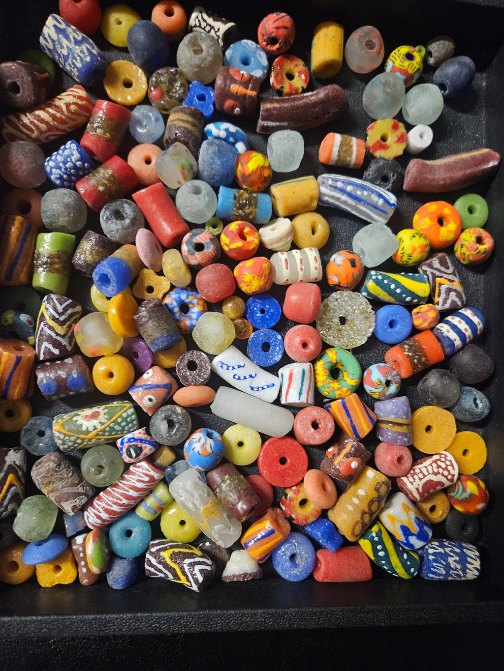 Designer African Bead Mix – Assorted Krobo Glass Beads, 1 Cup