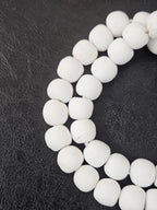 Blue & White African Glass Bead Bundle: Hand-Painted Krobo Rondelle and White Pocket Beads from Ghana