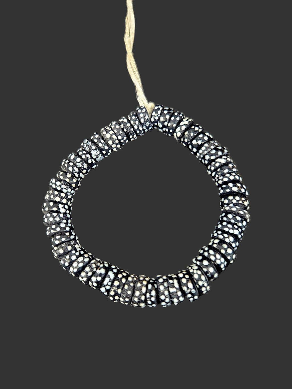 African Glass Beads – Painted Krobo Short Tubes, Black & White Krobo Beads