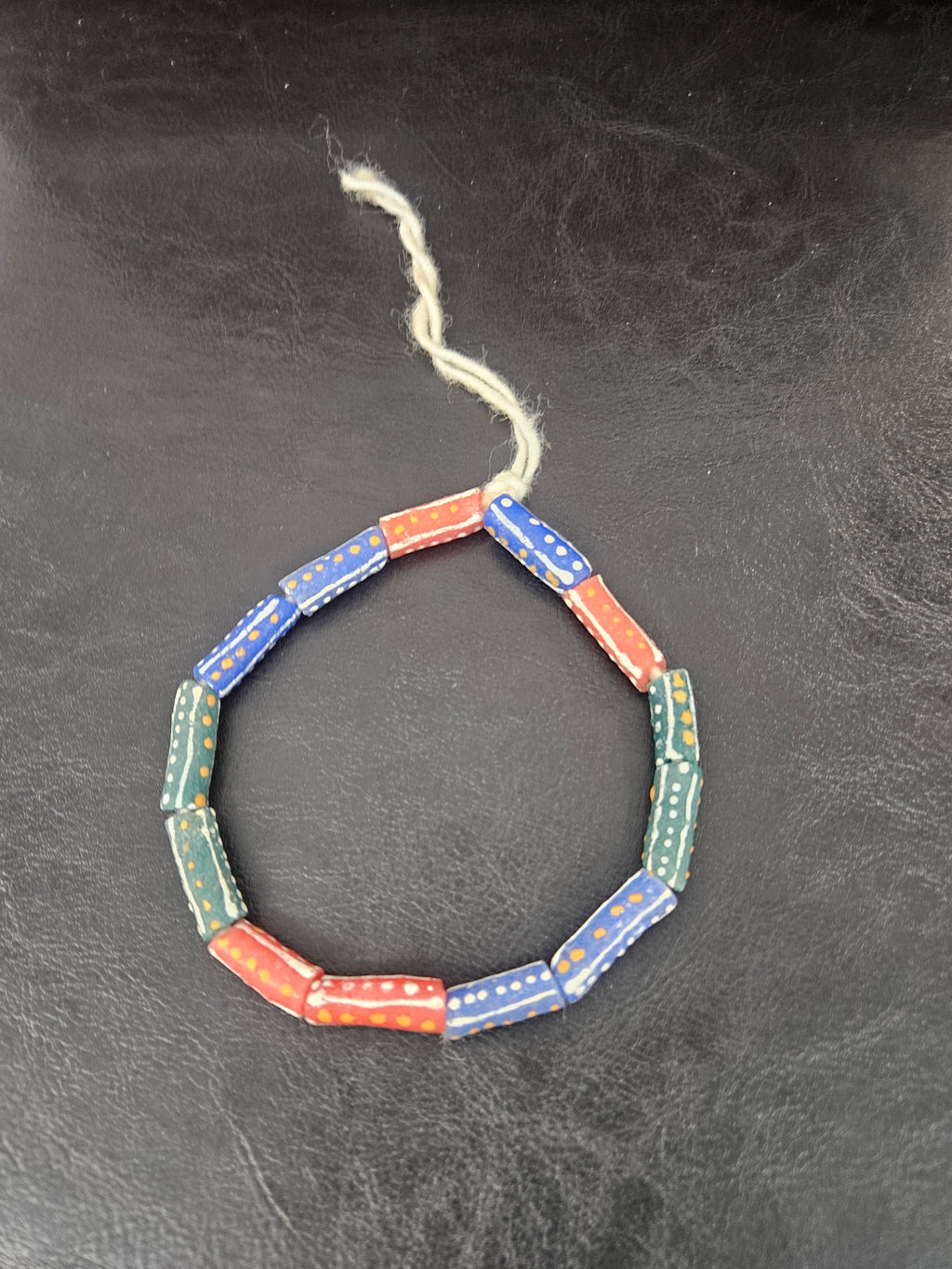 Multicolor Krobo Painted Glass Tube Beads | Handmade African Recycled Glass Beads from Ghana | Approx. 13 Beads
