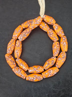 XL Orange Fused Krobo Recycled Glass Beads | Handmade African Statement Beads from Ghana