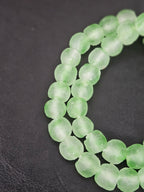 Authentic Mint Green Krobo Translucent Recycled Glass Beads | Handmade Ghana Glass Beads 12–14mm