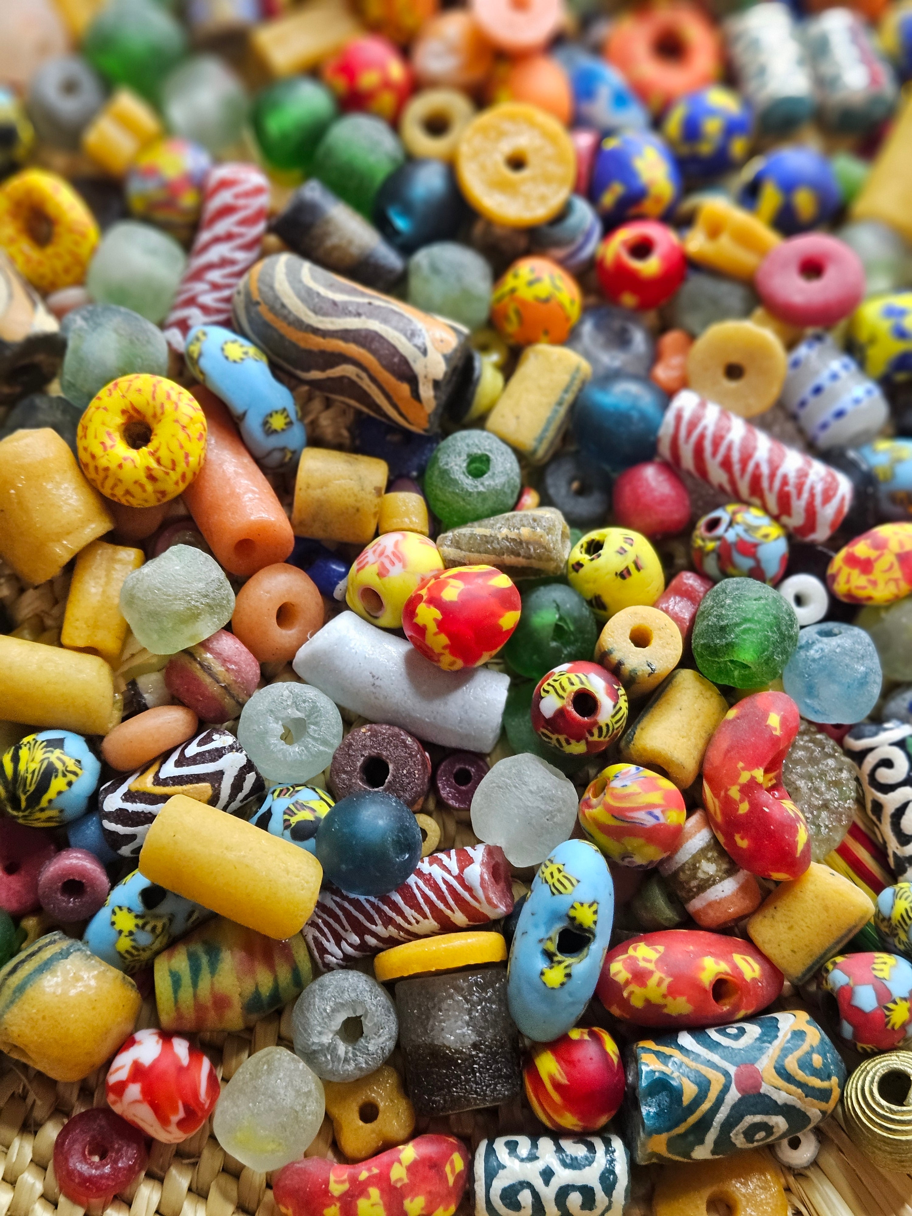Assorted African Krobo Glass Beads – 300+ Mix