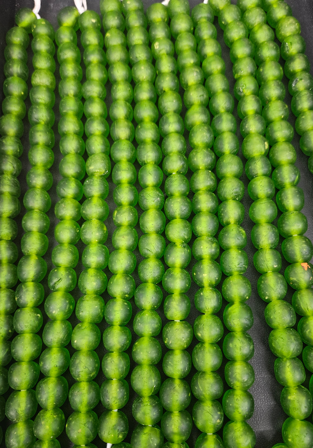 Green Krobo Pocket Glass Beads – Handmade in Ghana, 13–14mm