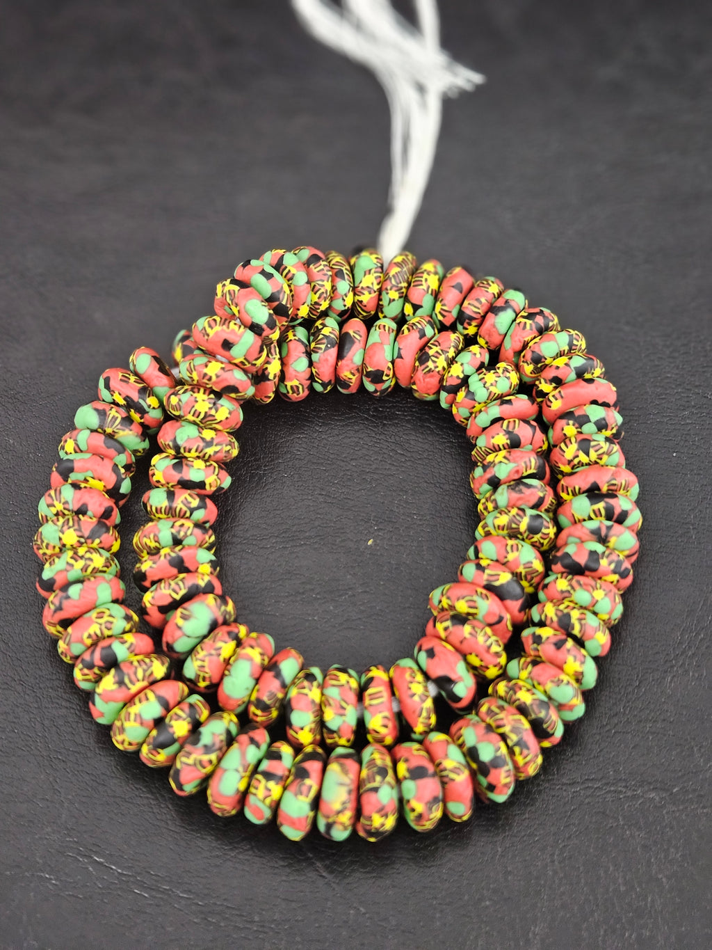 Multicolor African Glass Beads Bundle – Krobo Rondelles + Bicone Focals