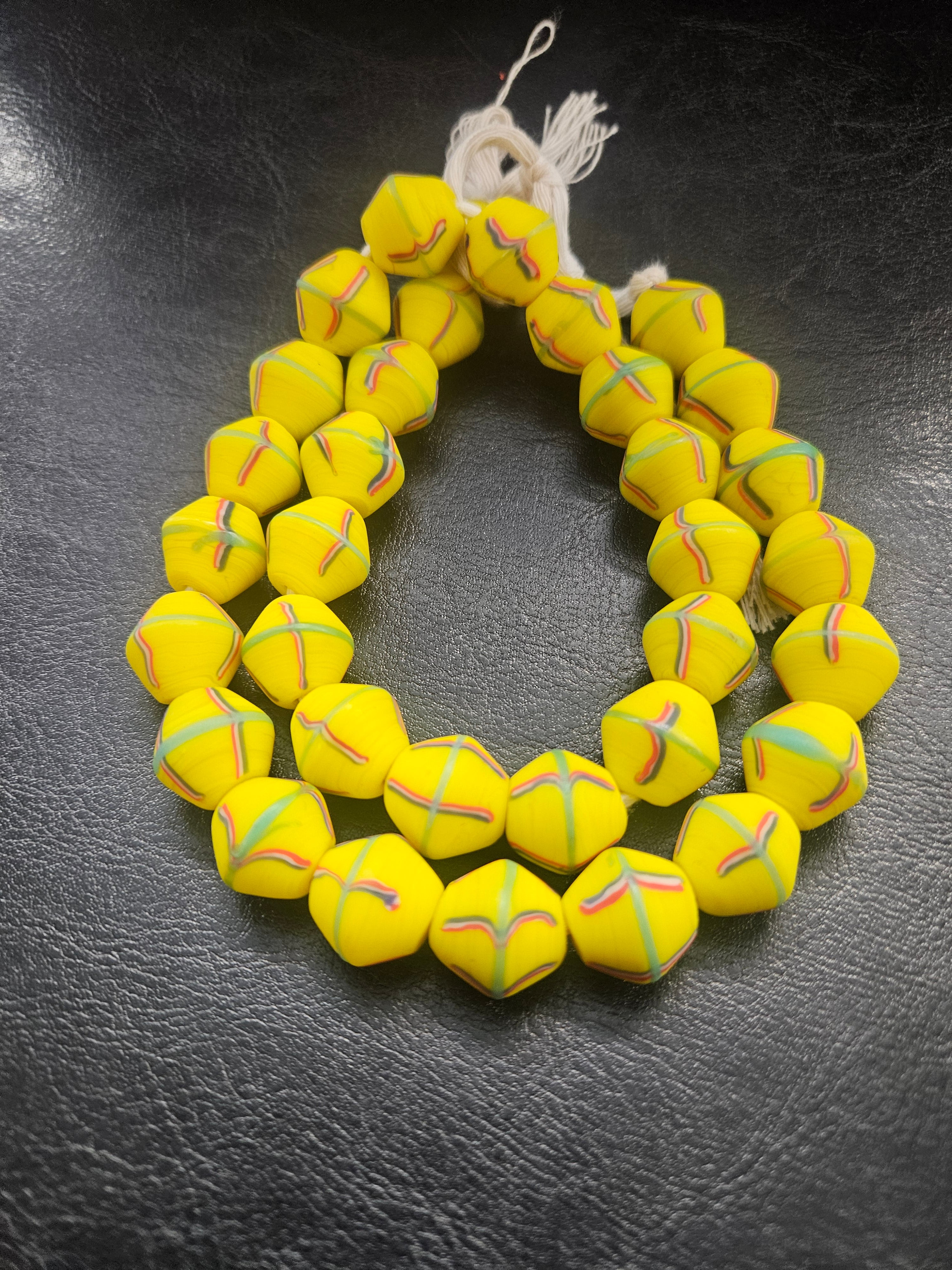 Yellow Cross Trade Beads – Multicolor 13.5 × 14.5mm