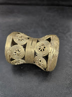 Oversized Ashanti Brass Talking Drum Pendant — Circular Openwork Design
