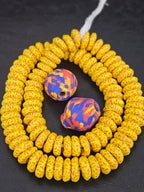 Yellow African Beads Bundle – Krobo Glass Rondelles + Bicone Focals