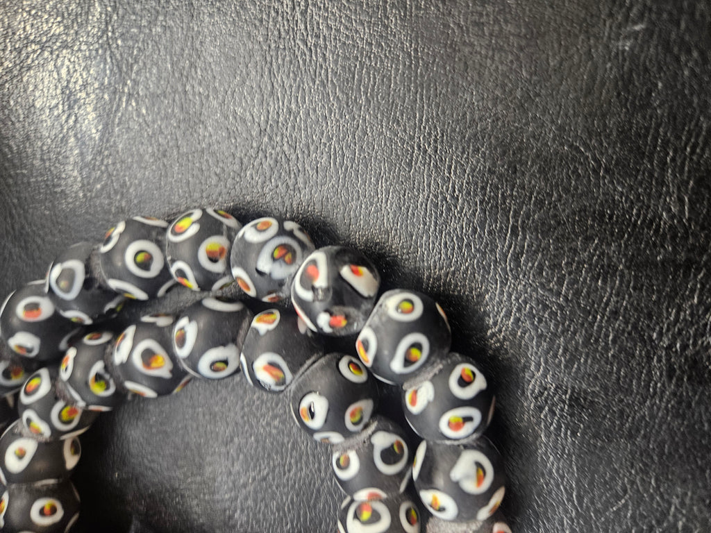 Designer Eye Trade Beads – Black, White & Multicolor 37–38 Beads