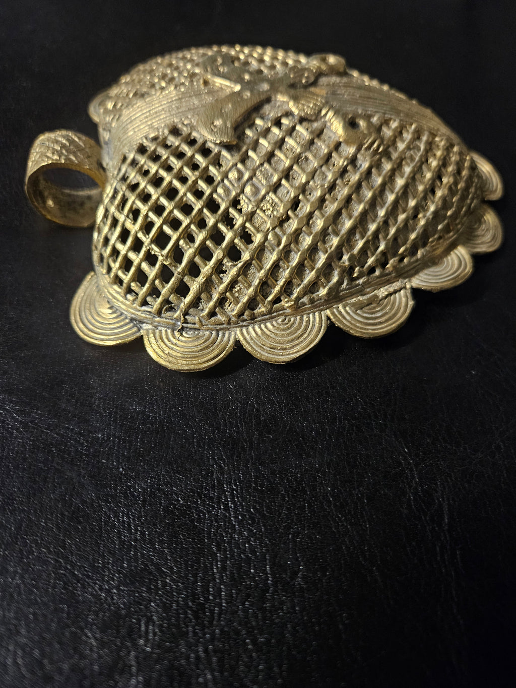 Oversized Akofena Adinkra Symbol Brass Pendant Handmade in Ghana