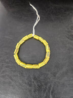 Golden Yellow Painted Krobo Glass Short Tube Beads | African Recycled Glass Beads Handmade in Ghana | Approx. 17 Beads