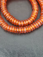 Authentic Amber Copper Krobo Translucent Recycled Glass Rondelle Beads | Handmade Ghana African Glass Beads for Jewelry Making & Wholesale