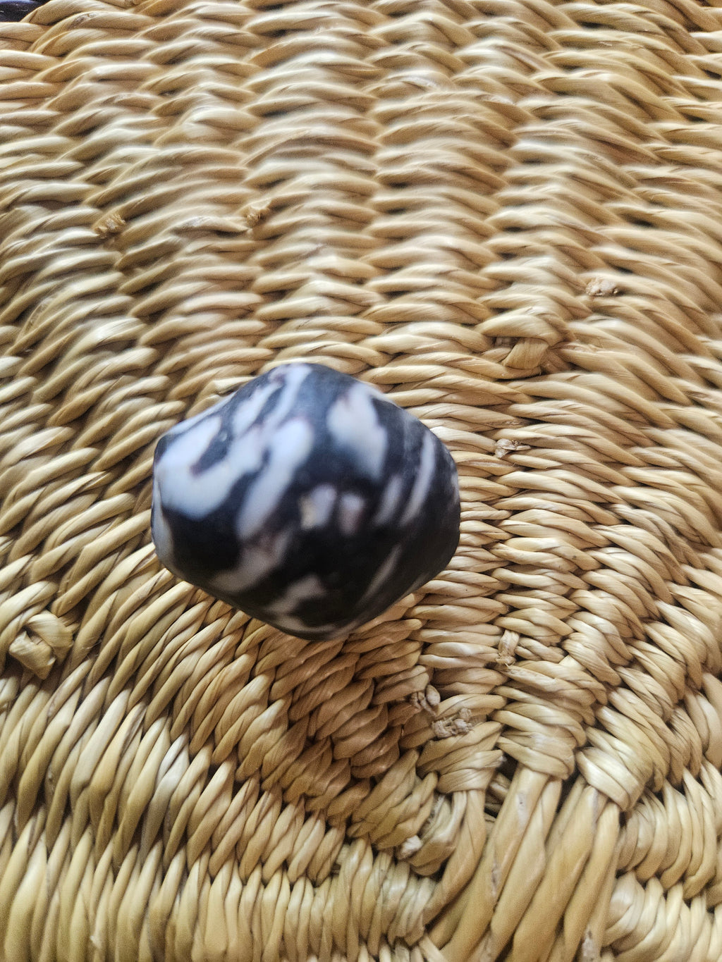 24mm Fused Krobo Recycled Glass Focal Bead – Midnight Marble