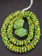 Green African Rondelle Beads Bundle – Krobo Glass + Bicone Focals