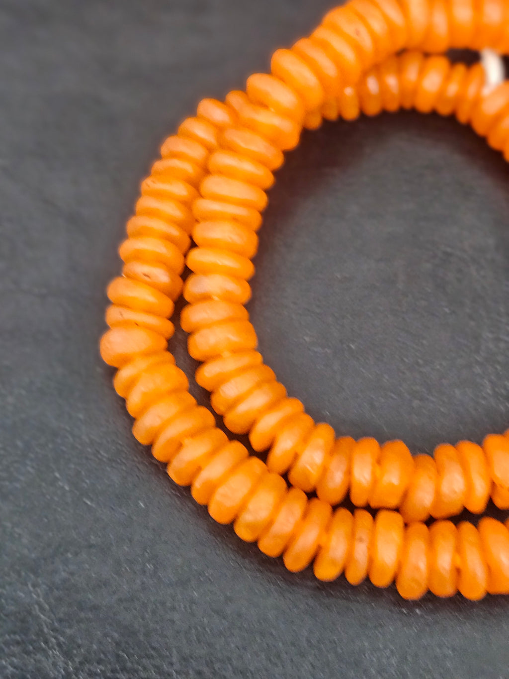 Authentic Orange Krobo Translucent Recycled Glass Rondelle Beads Handmade in Ghana