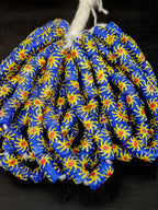 Painted Krobo Glass Tube Beads | Royal Blue Recycled Glass Tube Beads | Handmade in Ghana | 13–14×26–30mm