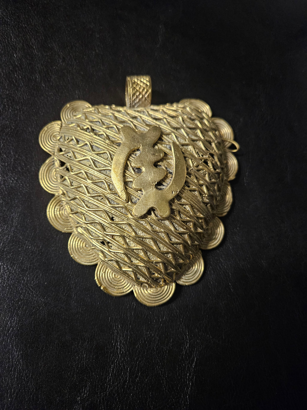 Oversized Gye Nyame Adinkra Brass Pendant – Handcrafted in Ghana