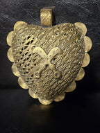Large Akofena Ghana Brass Statement Pendant – Woven Geometric Focal