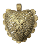 Large Akofena Ghana Brass Statement Pendant – Woven Geometric Focal