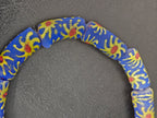 Painted Krobo Glass Tube Beads | Royal Blue Recycled Glass Tube Beads | Handmade in Ghana | 13–14×26–30mm