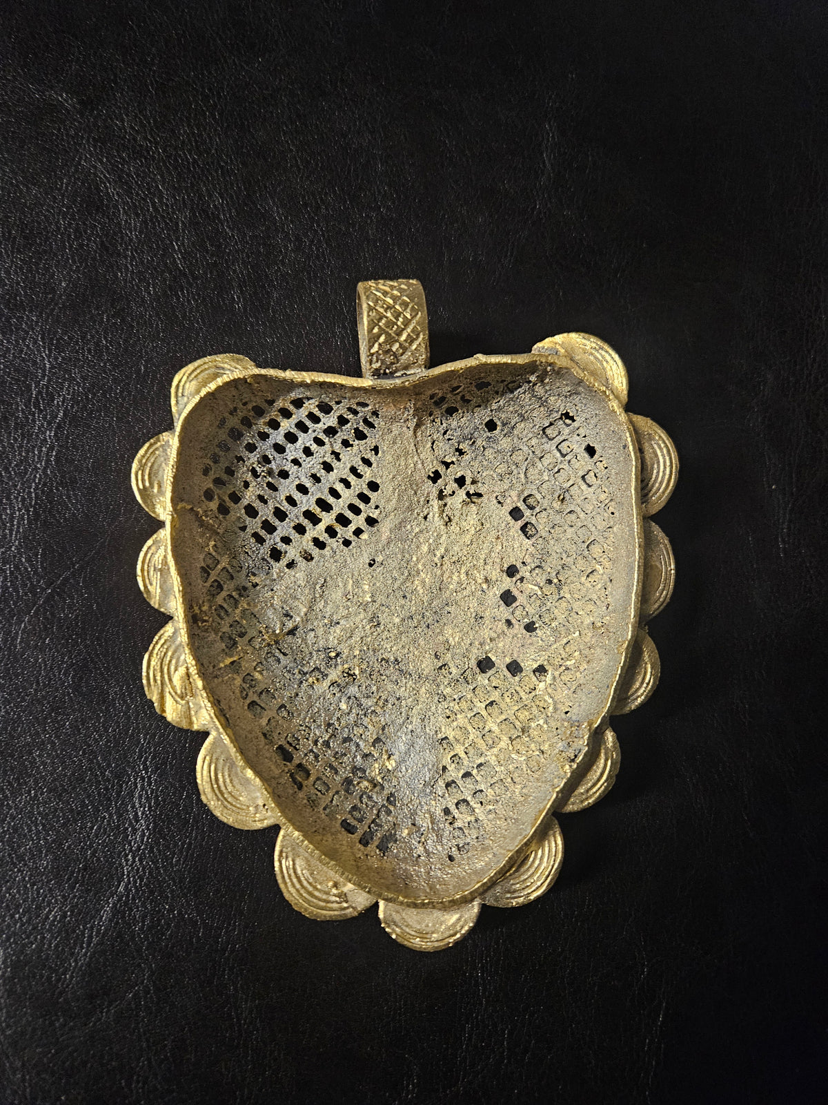 Lion on Adinkrahene African Brass Pendant | Handmade in Ghana