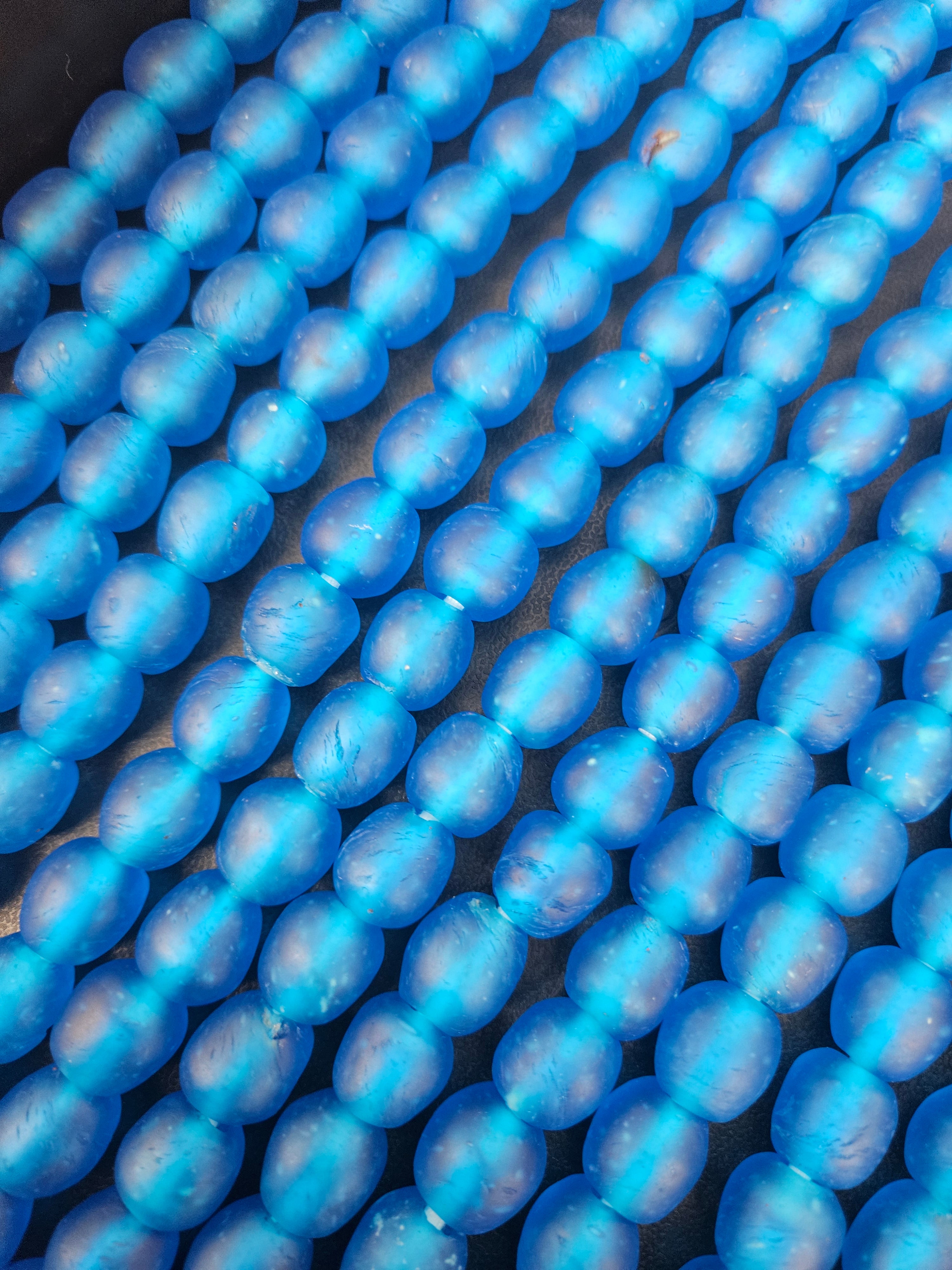 Handmade Blue Krobo Pocket Glass Beads from Ghana for Jewelry Making