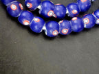 Royal Blue Floral Eye African Trade Beads Sourced in Ghana | Large-Hole Recycled Glass Trade Beads | 15–16mm Designer & Collector Strand
