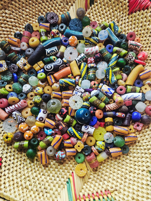300+ Assorted Krobo Recycled Glass Beads Mix from Ghana