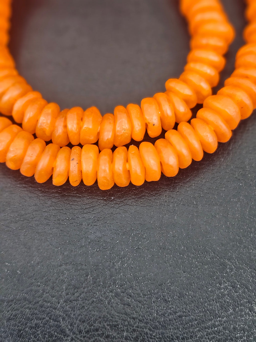 Authentic Orange Krobo Translucent Recycled Glass Rondelle Beads Handmade in Ghana
