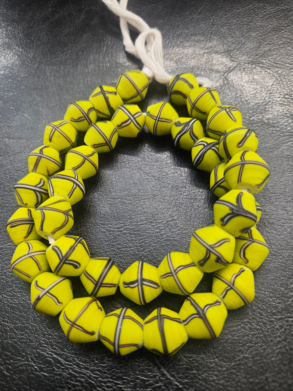 Yellow & Black Cross Trade Beads – 13.5 × 14.5mm