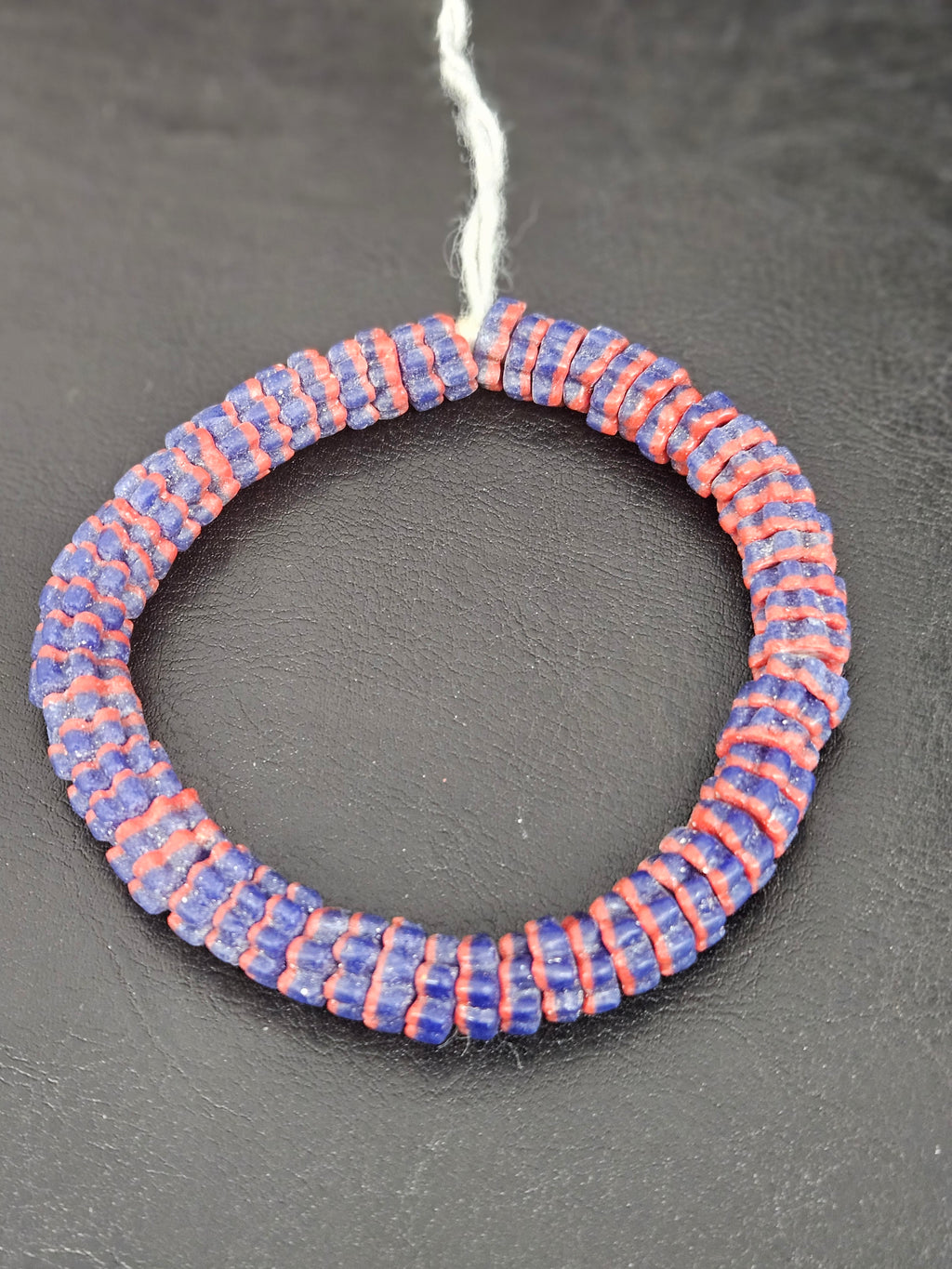 Royal Blue & Coral Krobo Glass Spacer Beads | Handcrafted Recycled Glass Beads from Ghana