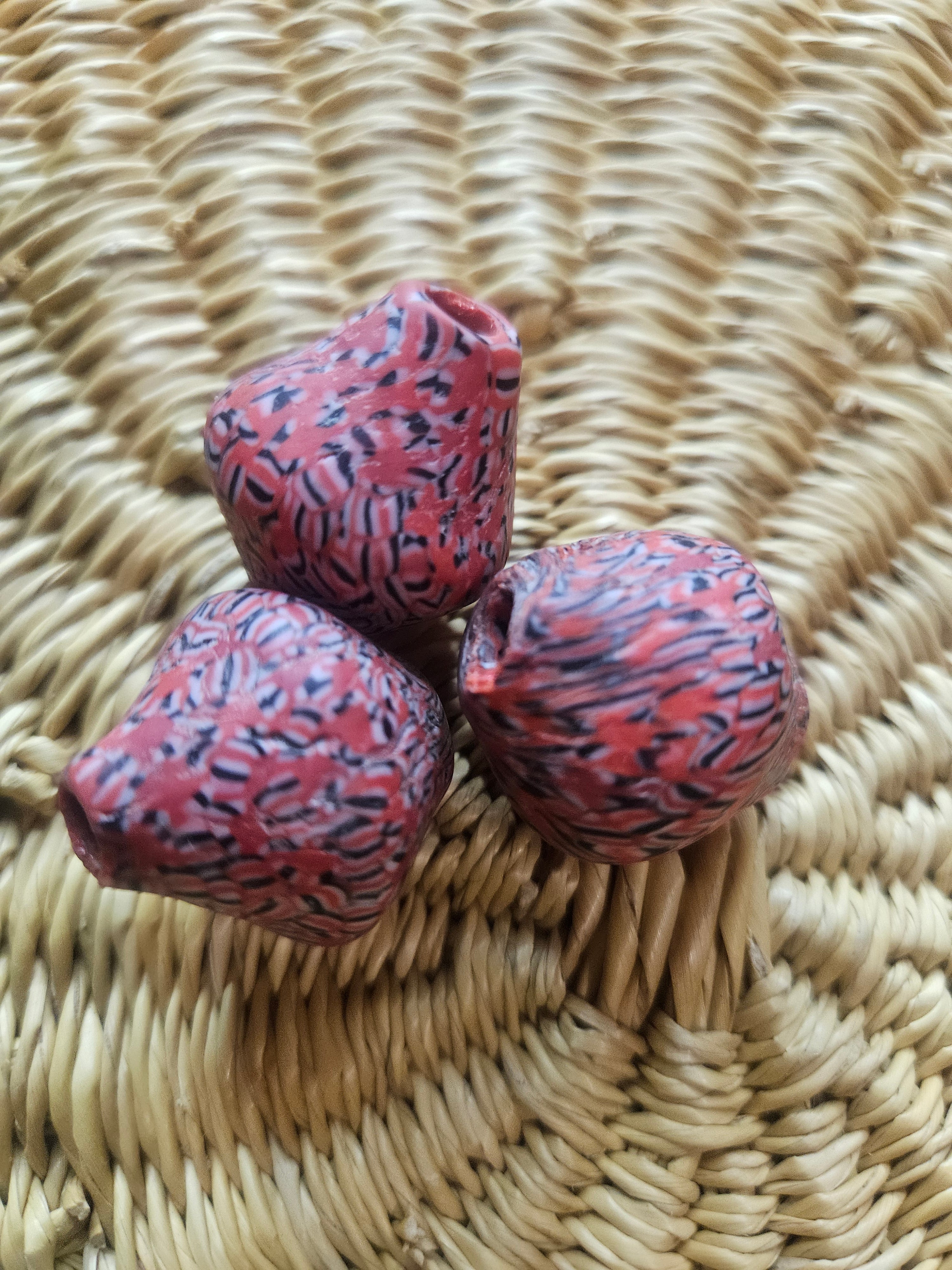 24mm Fused Krobo Glass Focal Bead – Handcrafted Ghana Trade Bead