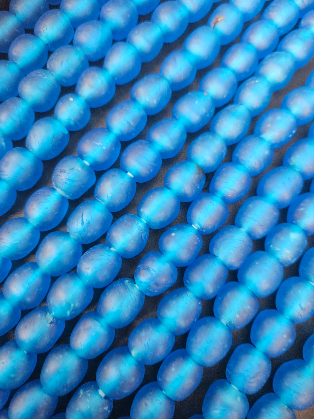 Handmade Blue Krobo Pocket Glass Beads from Ghana for Jewelry Making