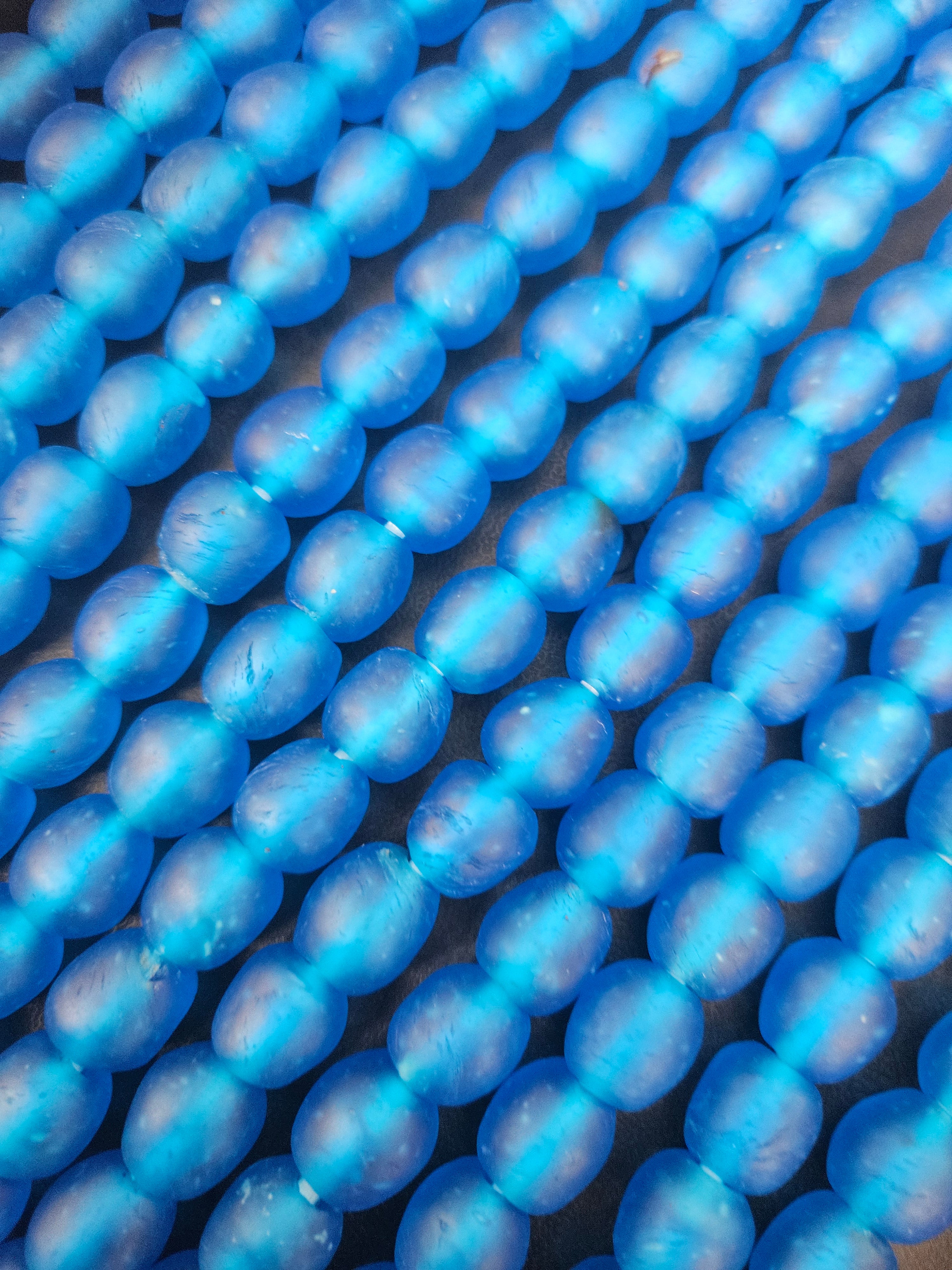Handmade Blue Krobo Pocket Glass Beads from Ghana for Jewelry Making